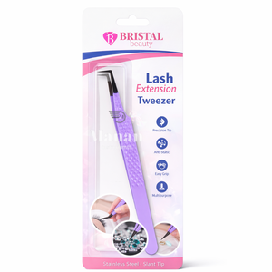 Pince à cils légère violette à pointe en L, outil d'extension de cils, manche antidérapant, outil pour volume de cils - Product Image 6