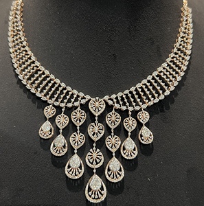 ชุดสร้อยคอเพชรธรรมชาติแท้14K ตัดอย่างยอดเยี่ยมสำหรับบุคคลที่สามได้รับการรับรองของผู้หญิงเครื่องประดับหรูหราสง่างาม - Product Image 1