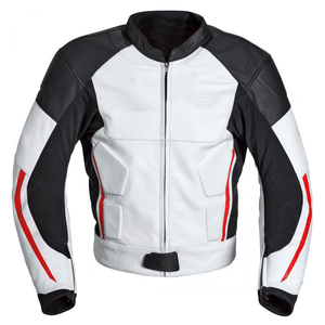 Original Genuine Leather Breathable Windproof Motorbike Jacket Men White Black Track Racing Winter Protections Custom Team - Product Image 1