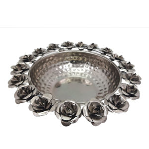 ชามผสมผลไม้สีเงินสำหรับตกแต่งวันฮาโลวีนและร้านอาหารทำจากอลูมิเนียมและเหล็ก3ชิ้น - Product Image 5