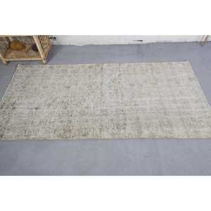 Tapis Vintage en Laine Beige 3.1 X 6.4ft Classique Style Turc Motif Patchwork Géométrique pour Chambre Couloir Latex Soutenu - Product Image 3