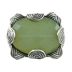 แหวนอัญมณี prehnite คุณภาพสูงทำด้วยมือ925เครื่องประดับเงินสเตอร์ลิงสำหรับเป็นของขวัญหมั้นแต่งงานหรืองานเลี้ยง - Product Image 2