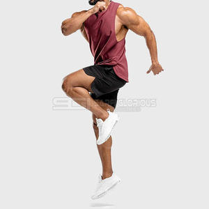 Red and black panelled <b>men</b> gym <b>singlet</b> tank top breathable workout fitness sleeveless athletic bulk wholesale OEM factory - Product Image 3