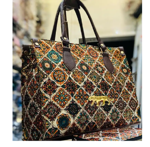 Elegant cream canvas tote with tan leather trim. Perfect for work. Available at wholesale prices. - Product Image 4