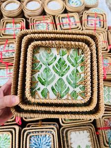 Plateau en rotin nacre de luxe fait main, pour service et décoration, artisanat vietnamien en matériaux naturels - Product Image 4