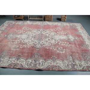 7.2x10.2 ft Turkish Rug, Rug, <b>Red</b> Moroccan Rug <b>Wool</b> - Product Image 3