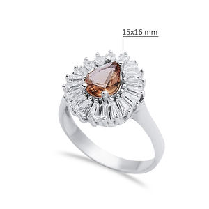 ลูกแพร์ Baguette คลัสเตอร์เงิน sultanite คลัสเตอร์ zircon 925แหวนเงินสเตอร์ลิงเครื่องประดับตุรกีขายส่ง - Product Image 2