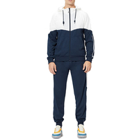 Ensemble de survêtement pour homme, coupe régulière, coupe-vent, imprimé, grande taille XL, avec sweat à capuche zippé intégral effet usé et pantalon de jogging, manches longues, pour l'hiver et la course à pied