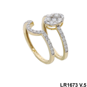 แหวนเพชรสีทอง14K สุดหรูทันสมัยสำหรับผู้หญิงแหวนเพชรธรรมชาติแบบเปิดชุดทรงวงรีสายทอง14K สีเหลือง - Product Image 1