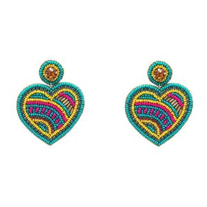 Elegante lujo moda con cuentas bordado colorido corazón diseño gota pendientes hecho a mano elegante Hiba Enterprises - Product Image 1