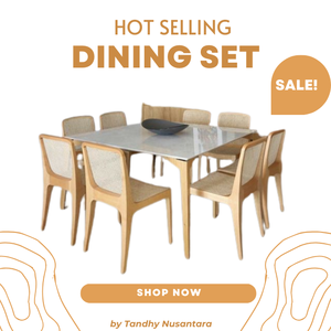 Ensemble de table et chaises à manger en bois moderne super confortable pour restaurant et salle à manger, personnalisable - Product Image 4
