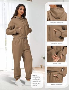 100% coton SWEATSUIT léger à capuche ensemble cordon de serrage fermeture hiver écologique délavé imprimé strass embelli - Product Image 6