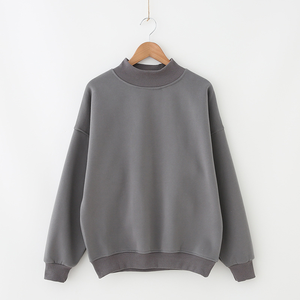 Jersey Mockneck Sudadera de mujer 100% Algodón French Terry Oversized Mock Neck Sudadera para mujer - Product Image 5