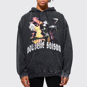 Sweats à capuche unisexe délavés à l'acide vêtements d'hiver OEM logo personnalisé marque de tissu en coton mélangé en vrac fabricant de vêtements du Bangladesh en gros - Product Image 3