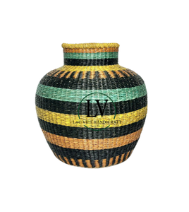 Cesta decorativa de algas marinas tejida a mano, jarrón grande, contenedor de almacenamiento de mimbre a rayas Multicolor para decoración del hogar de Vietnam - Product Image 3