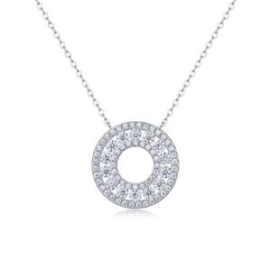 2.5mm*14 Full <b>Real</b> Classic Moissanite Circle Pendant <b>Necklace</b> Women 925 Sterling <b>Silver</b> Luxury Custom Trendy Engagement - Product Image 1