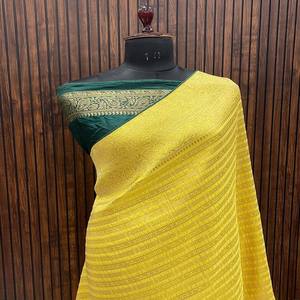 ส่าหรีผ้าไหมแท้แบบดั้งเดิม Banarasi เส้นใยไหมวิสคอสที่มีส่วนผสมของแฟชั่นพื้นเมืองที่อุดมไปด้วยผ้าทอ - Product Image 4