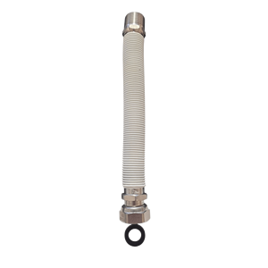 ข้อต่อน้ำแบบยืดหยุ่นเคลือบสีขาว HM สแตนเลส สำหรับหม้อต้ม MF 1/2 3/4 ความยาวปรับได้ 130 420 มม. ทนทานต่อการกัดกร่อน - Product Image 1