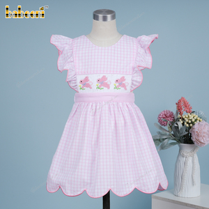 Robe trapèze décontractée pour enfants, motif 3D vitrail rose, brodée main, 100% coton certifié OEKO-TEX, vente en gros ODM BB3480 - Product Image 2