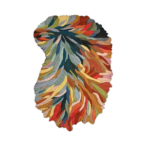 Alfombra de diseño abstracto colorido personalizado | Alfombra moderna hecha a mano con mechones 1 pieza de lana NZ de alta calidad lavable y antideslizante - Product Image 1