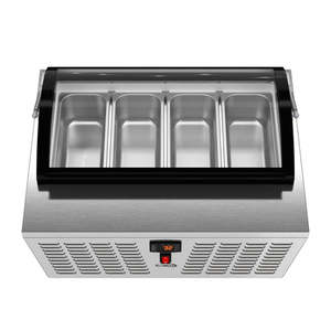 ตู้แช่ไอศกรีมสแตนเลส4กระทะขนาด32นิ้วสำหรับวางบนเคาน์เตอร์ครัวเชิงพาณิชย์ KM-CGDR-4P แบบกระจกโค้ง - Product Image 2