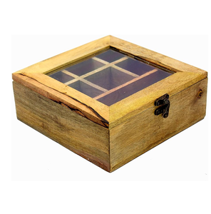 Conteneur antique fait à la main de boîte d'épices d'herbes d'assaisonnement en bois avec la cuillère produit de vente chaud de qualité supérieure - Product Image 4