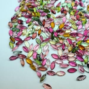 Pierres de forme marquise multi-tourmaline de qualité supérieure 4x8mm pierres précieuses naturelles polies et vendues en gros pour la fabrication de bijoux - Product Image 1