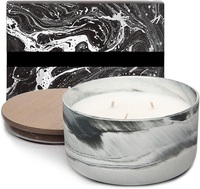 Grande bougie en cire de soja dans un pot en céramique, 1 mèche, 8 oz, avec couvercle décoratif, pour fêtes, mariages, anniversaires, Diwali, bars, artisanale, aromathérapie