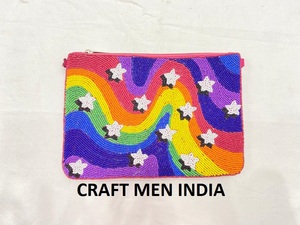 Mode féminine à la main pochette perlée broderie perle bouton décorations toile doublure fermeture éclair fermeture pour les fêtes soirées - Product Image 2