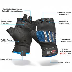 ถุงมือยกน้ำหนัก REXFIT SPORTS แบบเต็มนิ้ว พร้อมที่พยุงข้อมือ สำหรับออกกำลังกาย เทรนนิ่ง สำหรับผู้ชายและผู้หญิง - Product Image 4