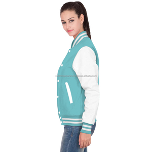 Chaqueta universitaria de lana de algodón de primera calidad para mujer, bordado personalizado, teñido de invierno, acolchado, transpirable, ecológico, ajuste de moda - Product Image 2