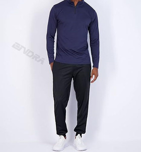 เสื้อสเวตเตอร์มีซิปแขนยาวครึ่งแขนสำหรับผู้ชายเสื้อกีฬากลางแจ้งแบบสวมหัวมีความชื้นสำหรับออกกำลังกายในฤดูหนาว - Product Image 2