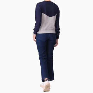 เสื้อสเวตเตอร์คอกลมปักสีบล็อกคอกลมผ้าโพลีเอสเตอร์/ ผ้าฝ้ายสำหรับฤดูหนาวแผงบล็อคขนาดใหญ่ - Product Image 3