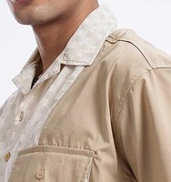 Camisa informal de algodón 100% para hombre, diseño estampado de ajuste extragrande, método de tejido de punto teñido transpirable y liso, suministro ODM