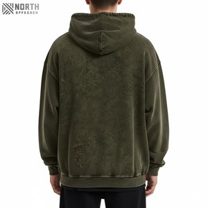Sweatshirts à capuche streetwear imprimés brodés à l'acide personnalisés Sweatshirts unis pour hommes Conception personnalisée vierge en tissu polaire - Product Image 3