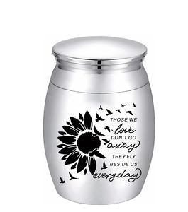 Urne de cendres de tournesol souvenir papillons urnes de crémation en acier inoxydable porte-cendres commémoratif pour papa humain urnes de taille personnalisée - Product Image 1