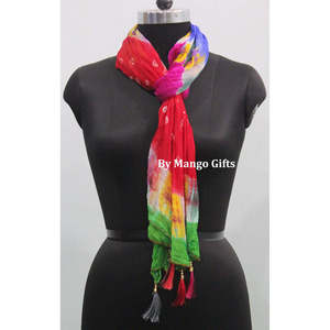 Bufanda de algodón hecha a mano con efecto tie-dye, larga, estilo bohemio, para mujer, diseño con letras dibujadas a mano, para el cuello o la cabeza - Product Image 3