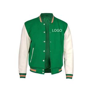 Veste d'hiver de baseball vintage personnalisable pour hommes, col montant, laine, chenille, manches en cuir vierge brodées avec logo personnalisé - Product Image 4