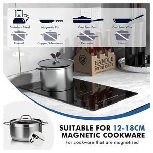 Control táctil 220V 240V 2900W Dos anillos 30cm <span class=keywords><strong>Flex</strong></span> Zone Placas de inducción de cerámica eléctrica - Product Image 3