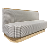 Canapé de restaurant en tissu à carreaux avec base en bois massif, banquette de salle à manger commerciale pour café, restaurant, bistro