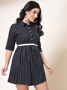 Nouvelle Collection – Robes Courtes en Coton Chic pour Femme – Été 2024 – Longueur Genou – Tenue Urbaine Sexy – Robe Élégante à Manches Longues avec Ceinture – Vente en Gros - Product Image 4