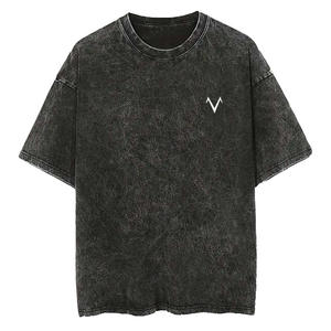 Camiseta de Hip Hop lavada con piedra en blanco de alta calidad Unisex al por mayor camiseta de gran tamaño 100% de algodón lavada con ácido camiseta Vintage personalizada - Product Image 1