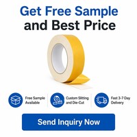 Ruban adhésif double face avec doublure jaune, adhésif acrylique thermofusible, facile à déchirer, pour lamination de mousse, emballage personnalisé OEM