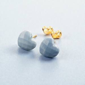 Élégantes boucles d'oreilles clous en forme de cœur pour femme, avec pierre d'amazonite verte facettée, plaqué or, bijoux de mode en moissanite, cadeau pour elle - Product Image 2