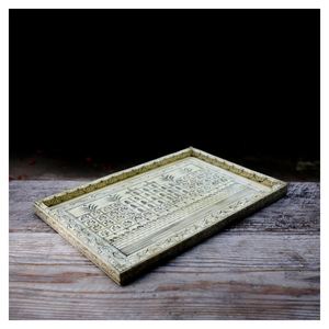 Bandeja decorativa Floral de resina con incrustaciones de hueso de fábrica directa de nuevo mejor diseño, bandeja con incrustaciones de madreperla, bandeja para servir hecha a mano - Product Image 1