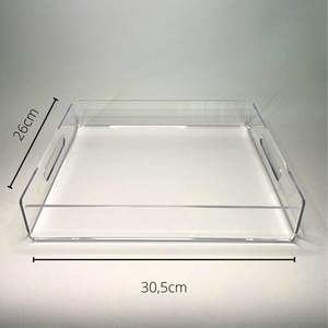 Plateau de service moderne en acrylique de haute qualité avec poignées latérales, compatible lave-vaisselle, pour la vaisselle et la décoration intérieure - Product Image 2