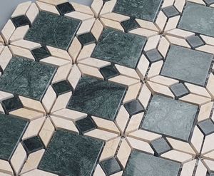 Flower Green White Marble Mosaic <b>Tile</b> Polished/Honed Modern Interior Wall 8mm Thick Water Resistant Eco-Friendly Hastone 5 Year - Product Image 2