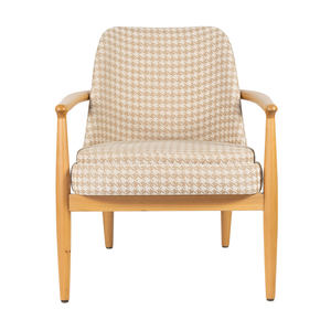 Sillón Rondic de Tela con Diseño de Pata de Gallo Marrón, Patas de Madera, Diseño Minimalista, Asiento Acolchado Cómodo para el Hogar, Oficina, Sala de Estar - Product Image 5