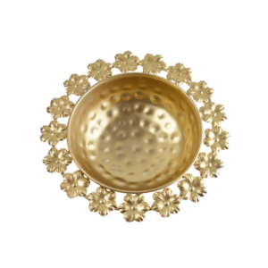 Cuenco de calidad fresca con diseño de acabado de color dorado Diseño de flores Cuenco decorativo Cuenco de servicio de diseño de metal de hierro de calidad - Product Image 5