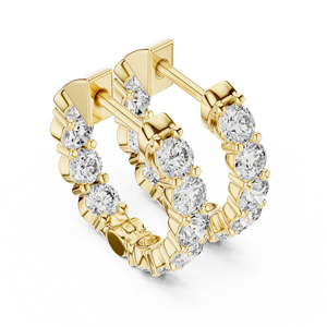 18K Yellow Gold Lab Grown Diamond Inside Out Huggie <b>Hoop</b> <b>Earrings</b> Graduated Round Diamond Anniversary <b>Earring</b> OEM ODM Factory - Product Image 3